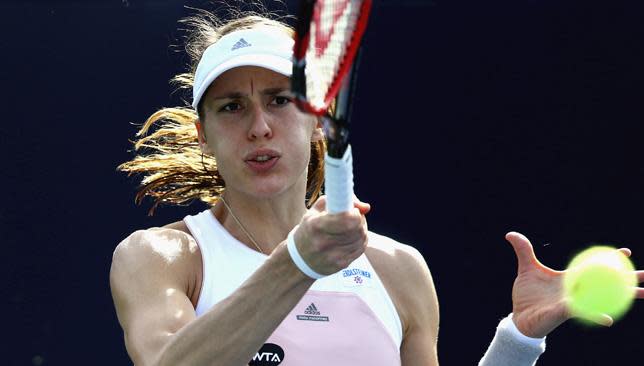 Andrea Petkovic in action in her match against Zarina Diyas of Kazakhstan.