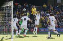 Britain Soccer Football - Watford v Sunderland - Premier League - Vicarage Road - 1/4/17 Watford's Miguel Britos scores their first goal Action Images via Reuters / Matthew Childs Livepic