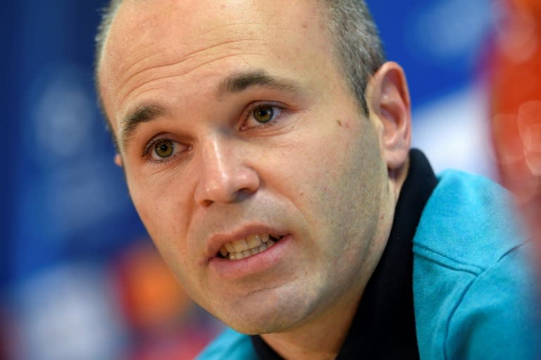 Barcelona's midfielder Andres Iniesta speaks during a press conference at the Joan Gamper Sports Center in Sant Joan Despi, near Barcelona, on April 18, 2017