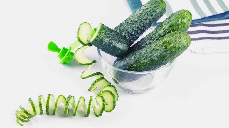 spiral cut cucumber