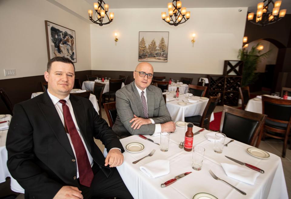 Ari Jahaj and Peter Bicaj, partners at Peter's Steakhouse in Eastchester, photographed May 1, 2024.