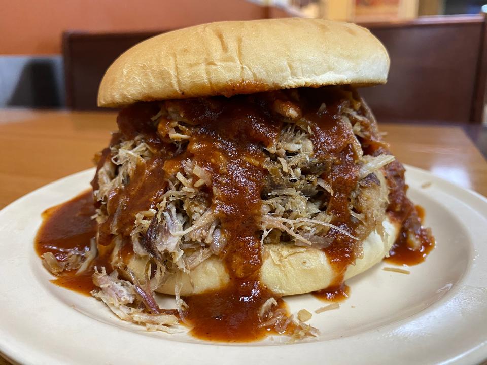 The pulled pork sandwich from Jim Neely's Interstate Barbecue.