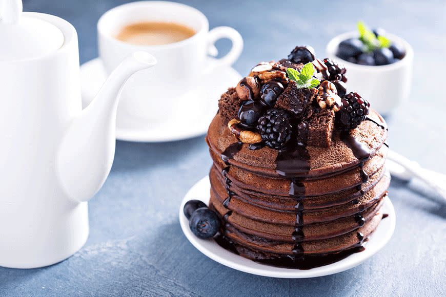 Chocolate Pancakes With Berries