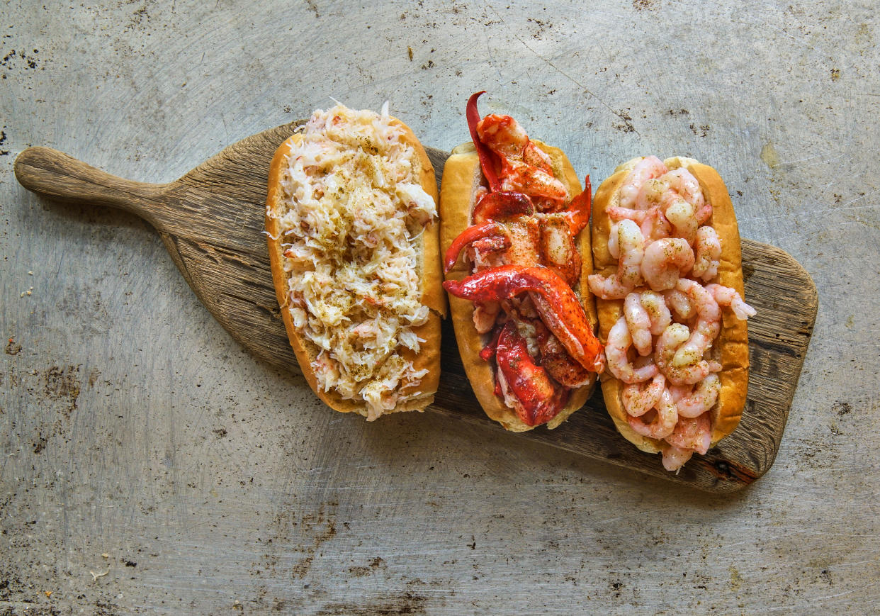 All three classic Luke's Lobster rolls—from left to right; Crab Roll, Lobster Roll and Prawn Roll—will be available in Luke's Lobster Singapore. (PHOTO: Luke's Lobster)