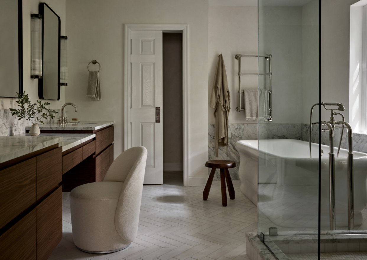 bathtub in white bathroom