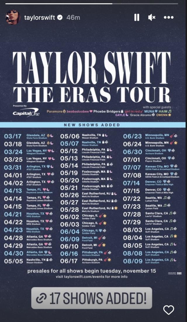 taylor swift first tour date