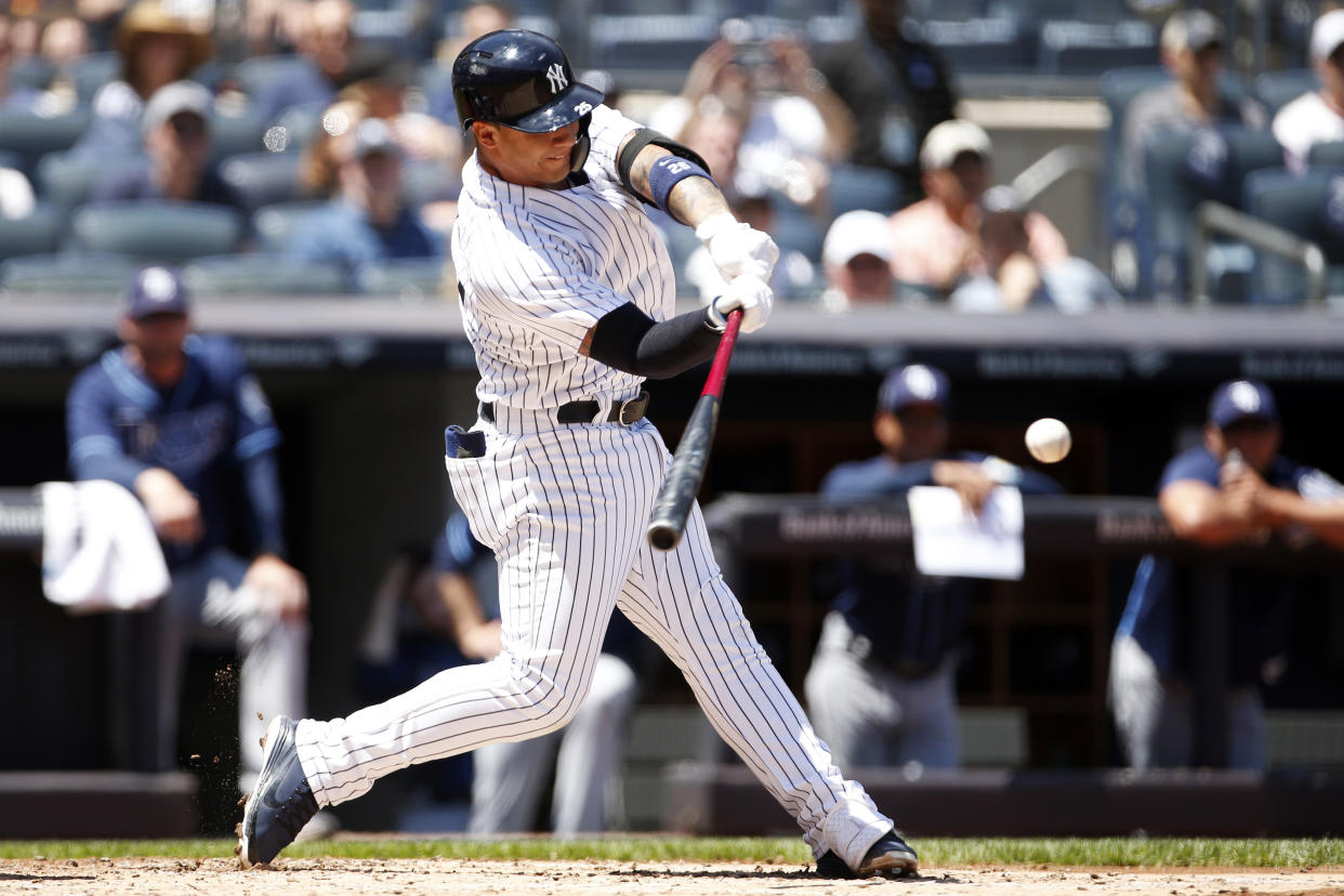 Hotshot rookie Gleyber Torres still hits in the lower third of the Yankees lineup, for now. (AP Photo/Adam Hunger)