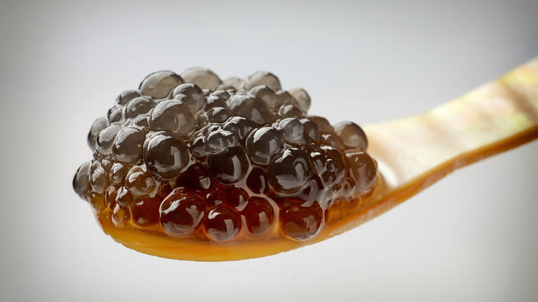 Mother of pearl spoon caviar