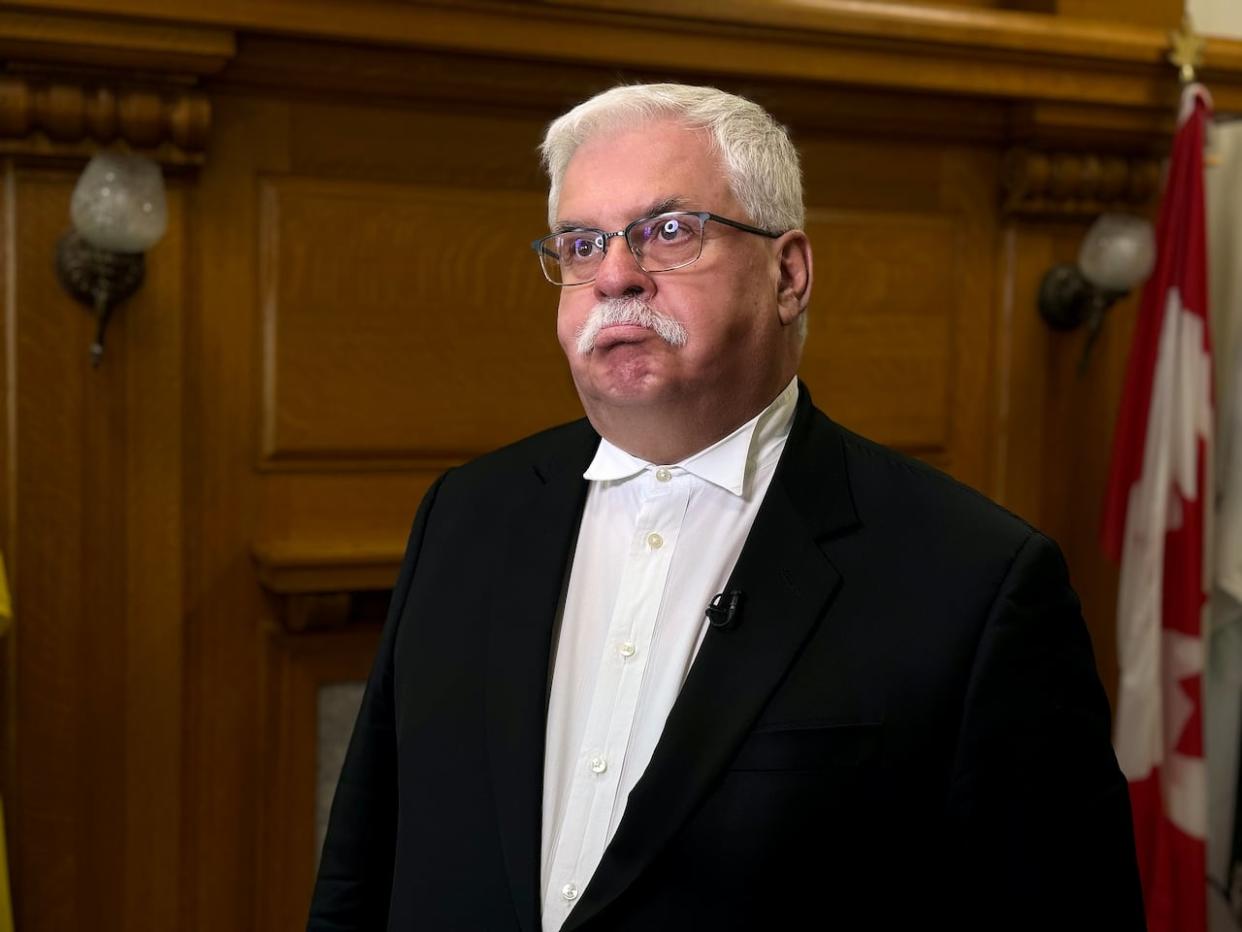 Randy Weekes, the Speaker of the Legislative Assembly of Saskatchewan, has claimed cabinet minister Jeremy Harrison brought a firearm into the legislative building and wanted permission to bring in a handgun. On Thursday, the NDP announced it is reaching out to three entities looking for answers. (Jeremy Simes/The Canadian Press - image credit)