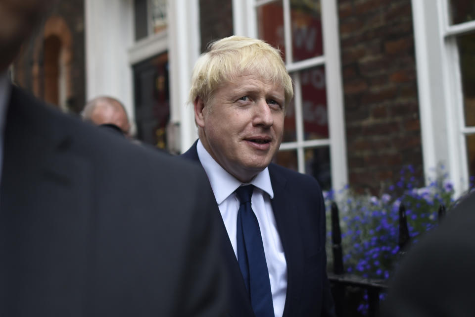 LONDON, ENGLAND - JULY 22: Conservative leadership favourite Boris Johnson leaves his office on July 22, 2019 in London, England. The results of the leadership campaign will be announced on July 23 with the new Prime Minister taking office the following day. (Photo by Peter Summers/Getty Images)