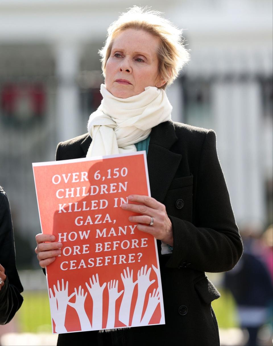 Actress Cynthia Nixon is one of the hundreds of celebrities' that signed the Artist4Ceasefire letter to Biden (Getty Images)