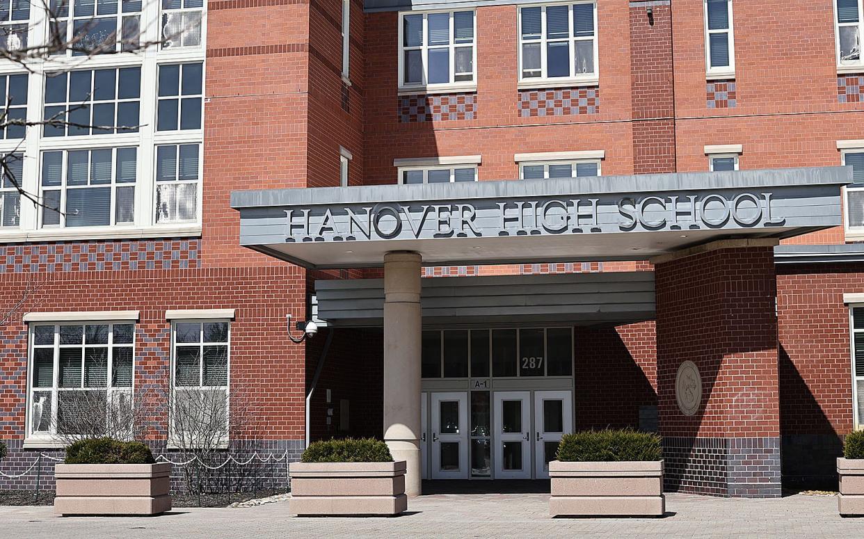 The main entrance to Hanover High School on
Monday April 8, 2024