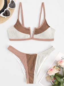 ZAFUL Women's High Cut Color-Block Swimsuit