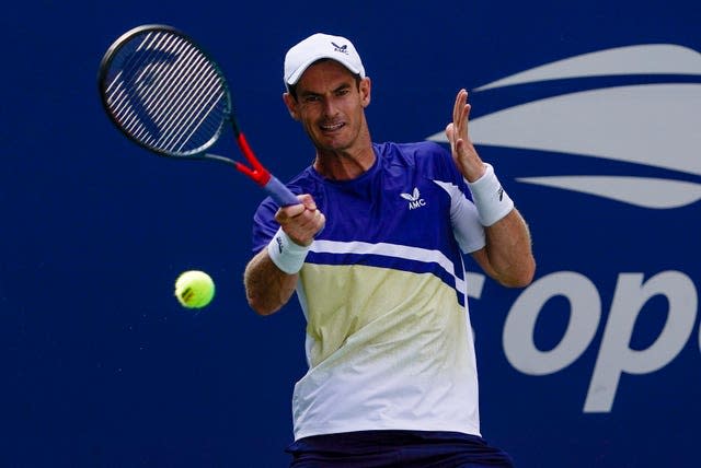 Andy Murray hits a forehand during his victory over Francisco Cerundolo