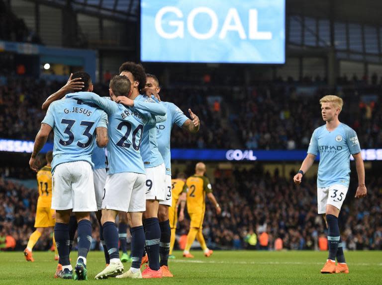 A familiar sight for Manchester City this season – but will they reach the 100-point mark on the final day to cap it all off?