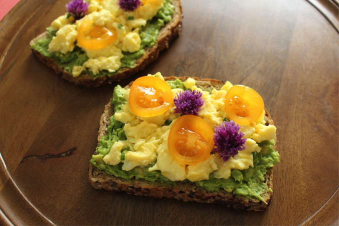 "Toast up some bread, add some avocado and eggs and enjoy! If you want to impress your family at 3 a.m. and make them think they woke up in one of Gordon Ramsay’s restaurants, add some chive blossoms." <br> <br> --Amanda Saab <br> <br> <a href="http://amandasplate.com/recipe/egg-avocado-toast/" target="_blank">Get the recipe from here. </a>