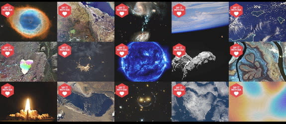 The European Space Agency is offering these 15 different space-themed cards this Valentine's Day.