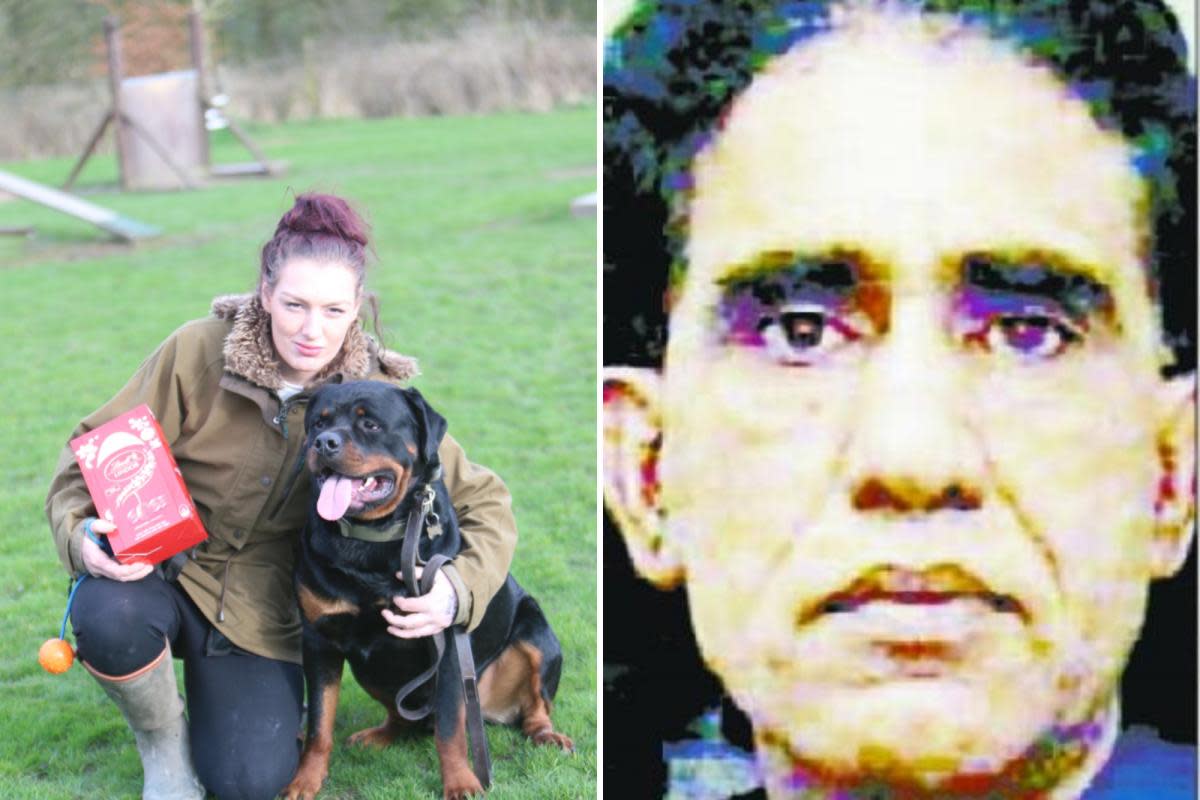 Josie with her dog, and child molester Zulfar Hussain <i>(Image: Lancs Police/Irwin Mitchell)</i>