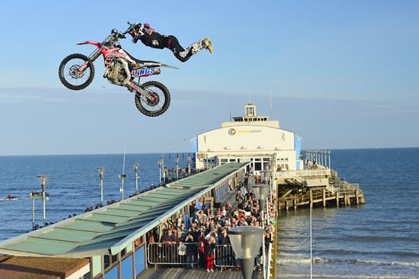 Motocross rider first person to jump Bournemouth Pier on motorbike