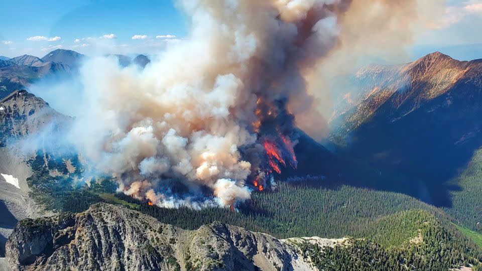 Smoke rises from the Texas Creek wildfire south of Lillooet, British Columbia, Canada, on July 9. Canada is already on pace to have its worst wildfire season in recorded history. - BC Wildfire Service/Reuters