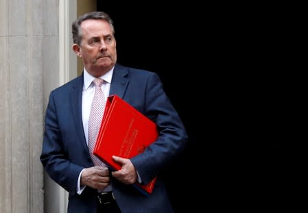Britain's Secretary of State for International Trade Liam Fox is seen outside Downing Street in London