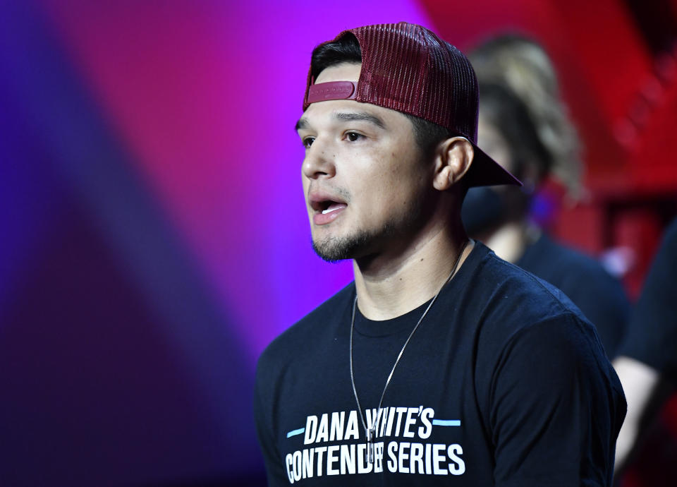 LAS VEGAS, NEVADA – OCTOBER 12: Reyes Cortez prepares to fight Christian Rodriguez in a bantamweight fight during Dana White’s Contender Series season five, week seven at UFC APEX on October 12, 2021 in Las Vegas, Nevada. (Photo by Chris Unger/Zuffa LLC)