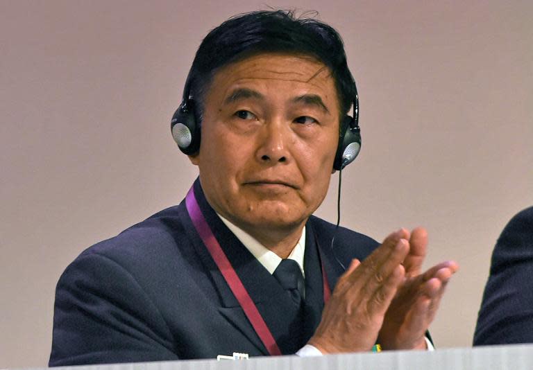 Admiral Sun Jianguo, deputy chief of the general staff department in the People's Liberation Army, seen during the plenary session at the 14th Asia-Pacific Security Summit, in Singapore, on May 31, 2015