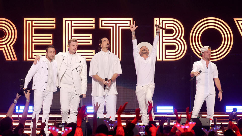 NEW YORK, NEW YORK - DECEMBER 09: (L-R) Howie Dorough, Nick Carter, Kevin Richardson, AJ McLean, and Brian Littrell of Backstreet Boys perform onstage at the iHeartRadio Z100’s Jingle Ball 2022 Presented by Capital One at Madison Square Garden on December 9, 2022 in New York, New York. (Photo by Mike Coppola/Getty Images for iHeartRadio)