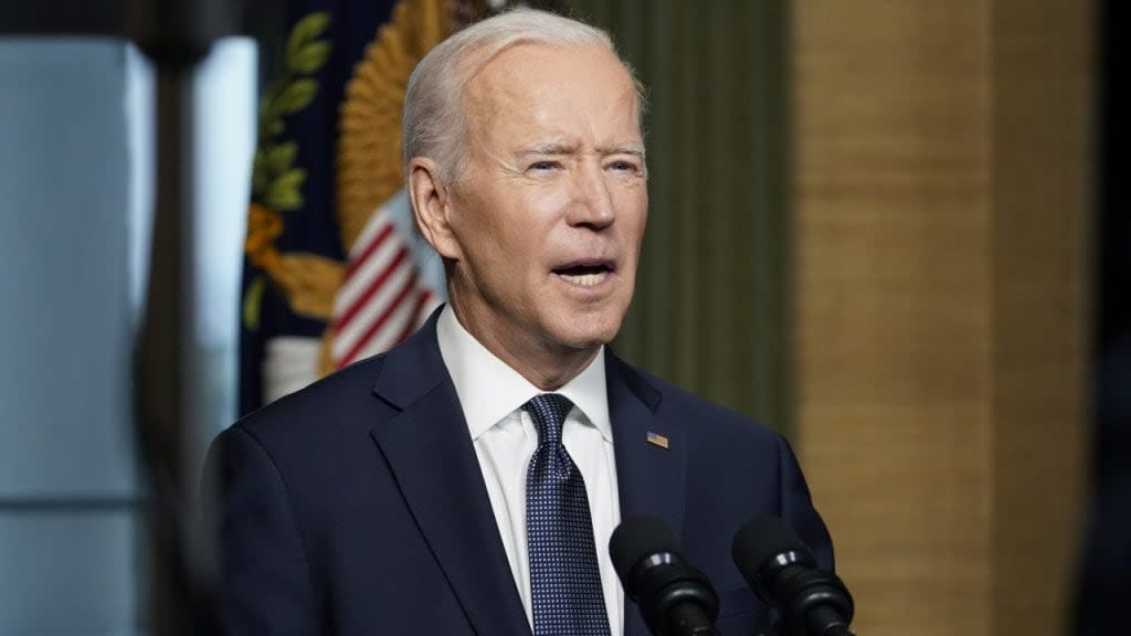 U.S. President Joe Biden speaks from the Treaty Room in the White House about the withdrawal of U.S. troops from Afghanistan on April 14, 2021 in Washington, DC. (Photo by Andrew Harnik-Pool/Getty Images)