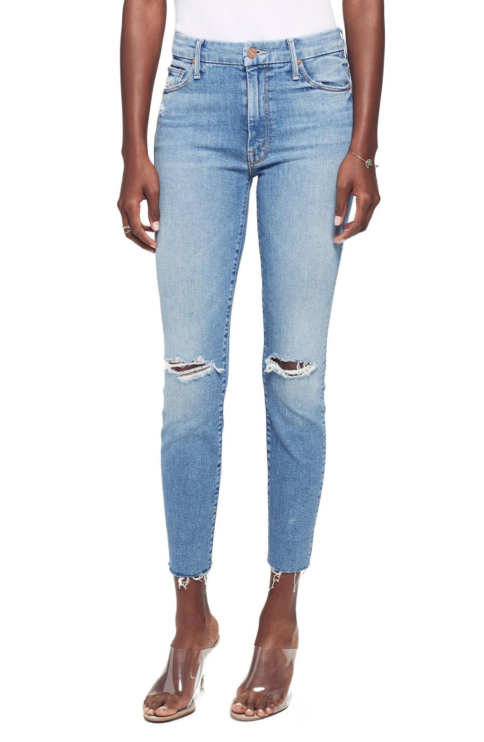 2) Looker Ripped High Waist Fray Ankle Skinny Jeans