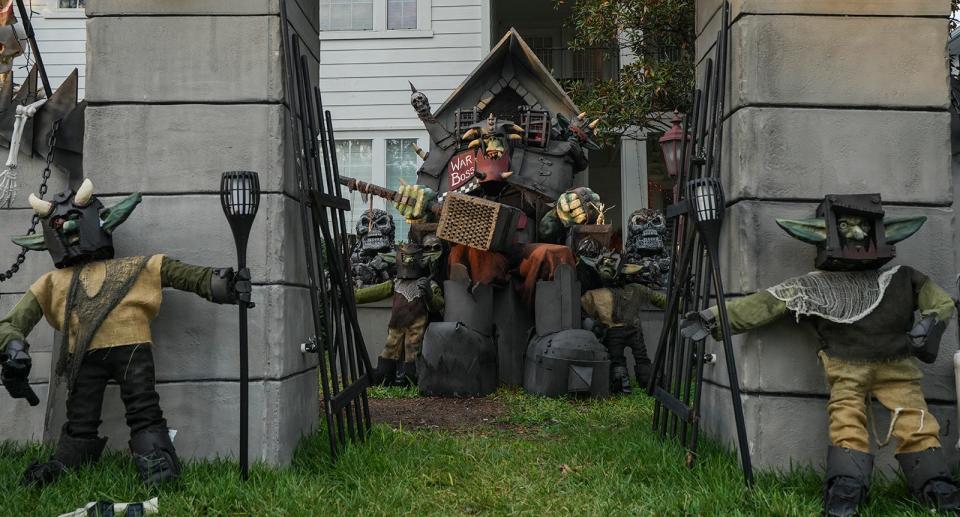 The theme for this year's Halloween decorations at the Hasert family's house is Dungeons and Dragons. A pirate ship and a UFO are some past themes. Bud Hasert starts planning on Sept. 1 and building on Oct. 1.