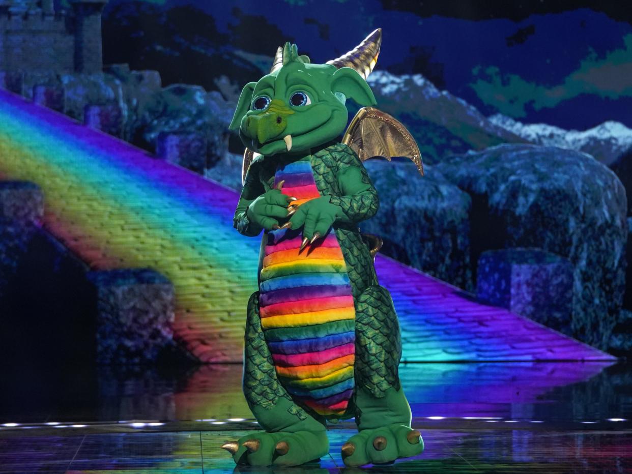 Dragon performing in the 23 January episode of The Masked Singer (ITV)