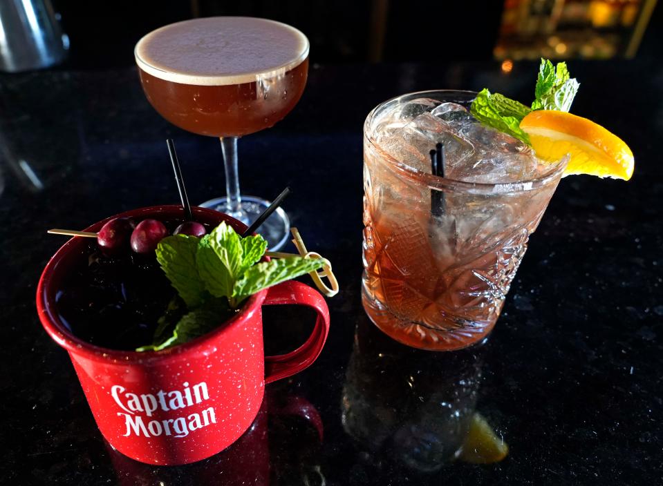 Menu items Winter Cranberry Mule, Fireside Bourbon Ball and Ketel One Espresso Martini made with Nomad cold brew as pictured at Experts Only Apres Bar in Milwaukee, Wis. on Wednesday, Nov. 29, 2023.