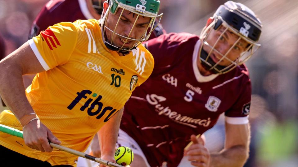 Saffrons forward Nigel Elliott in possession against Galway at Corrigan Park