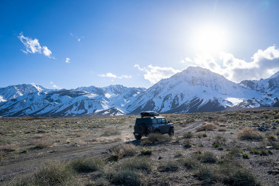 Half the battle in the Sierra is just getting to the base of the mountains. With flooding and washouts destroying dirt roads in the Sierra, I borrowed my wife’s Ford Bronco to access the traditional start point on our last attempt.<p>Photo: Ming Poon</p>