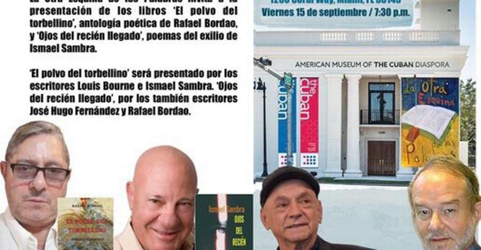 “La otra esquina de las palabras” invita a la presentación de los libros ‘El polvo del torbellino’ antología de Rafael Bordao, y ‘Ojos de recién llegado’ de Ismael Sambra.