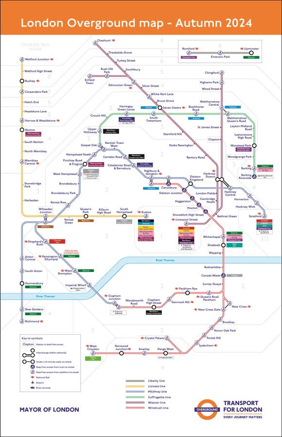 The London Overground’s new look map