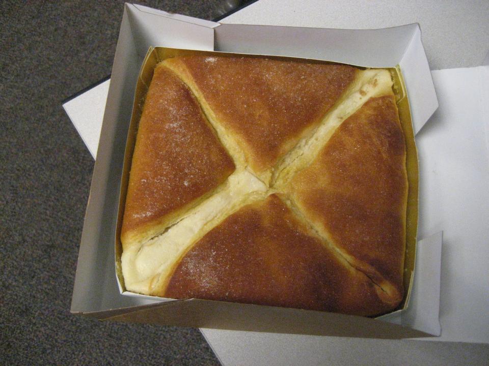A cheese pocket from the Servatii pastry shop.