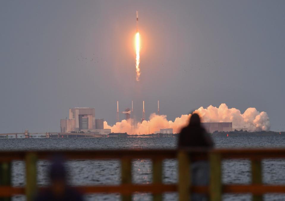 A SpaceX Falcon 9 rocket lifts off Saturday from Cape Canaveral Space Force Station.