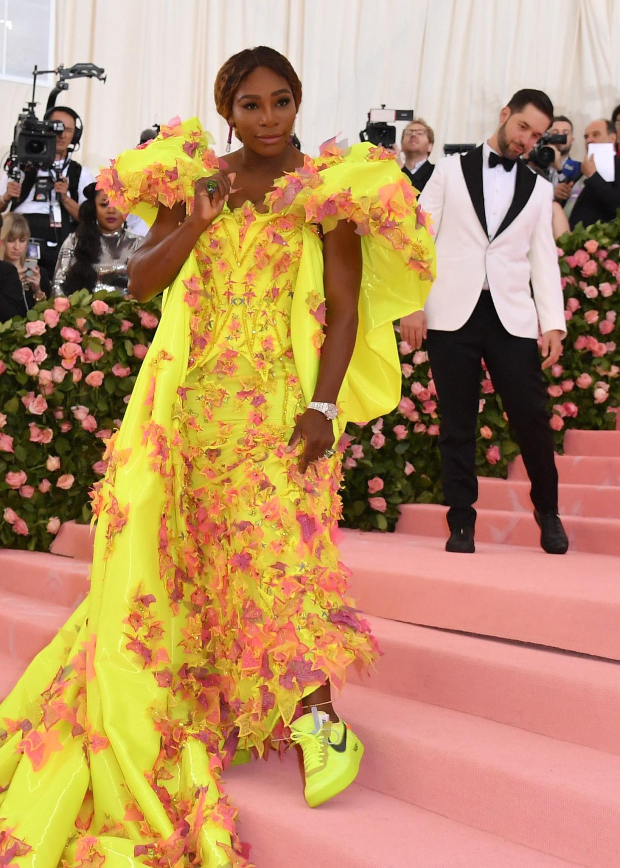 Tennis player Serena Williams her husband Alexis Ohanian arrive for the 2019 Met Gala at the Metropolitan Museum of Art on May 6, 2019, in New York. - The Gala raises money for the Metropolitan Museum of Arts Costume Institute. The Gala's 2019 theme is Camp: Notes on Fashion" inspired by Susan Sontag's 1964 essay "Notes on Camp".