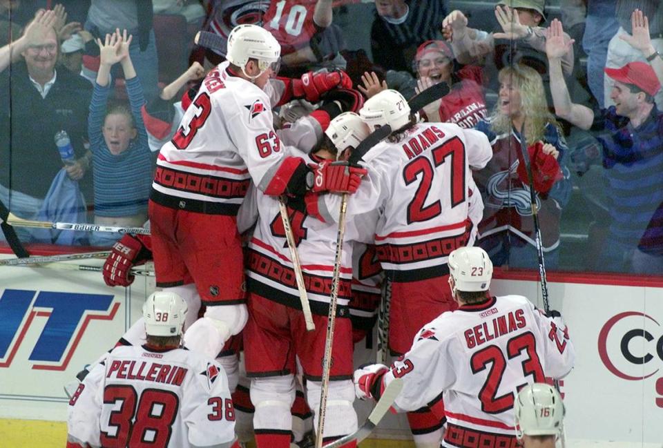 Game 4, 2001 Eastern Conference quarterfinals vs. New Jersey, 4/18/01
The Hurricanes appeared to be on their way to a meek sweep at the hands of the defending champion Devils before Rod Brind’Amour’s overtime goal. The Hurricanes would extend the series to six games before elimination, in front of a standing ovation from their home crowd.