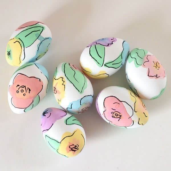 Watercolor Floral Easter Eggs