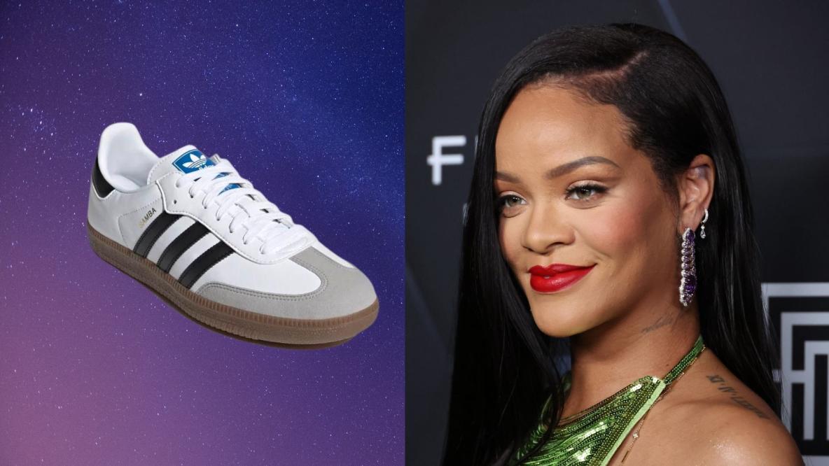 Peligro empujoncito dolor de cabeza Mom-to-be Rihanna just rocked these vegan Adidas Samba sneakers