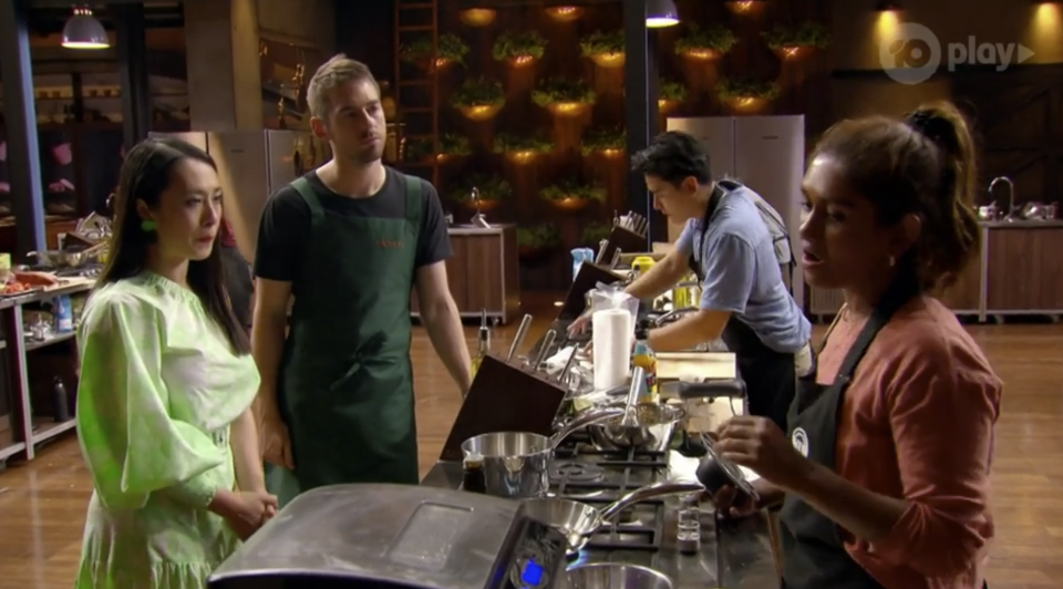 Minoli was cooking a dish on Masterchef