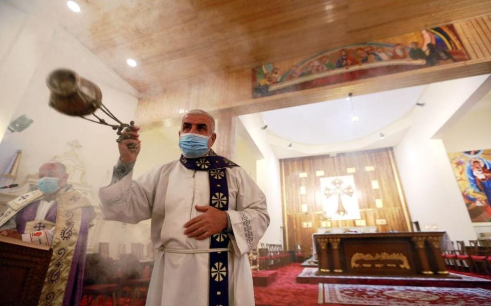 Religious mass held in a Baghdad church ahead of Pope Francis' visit - Getty