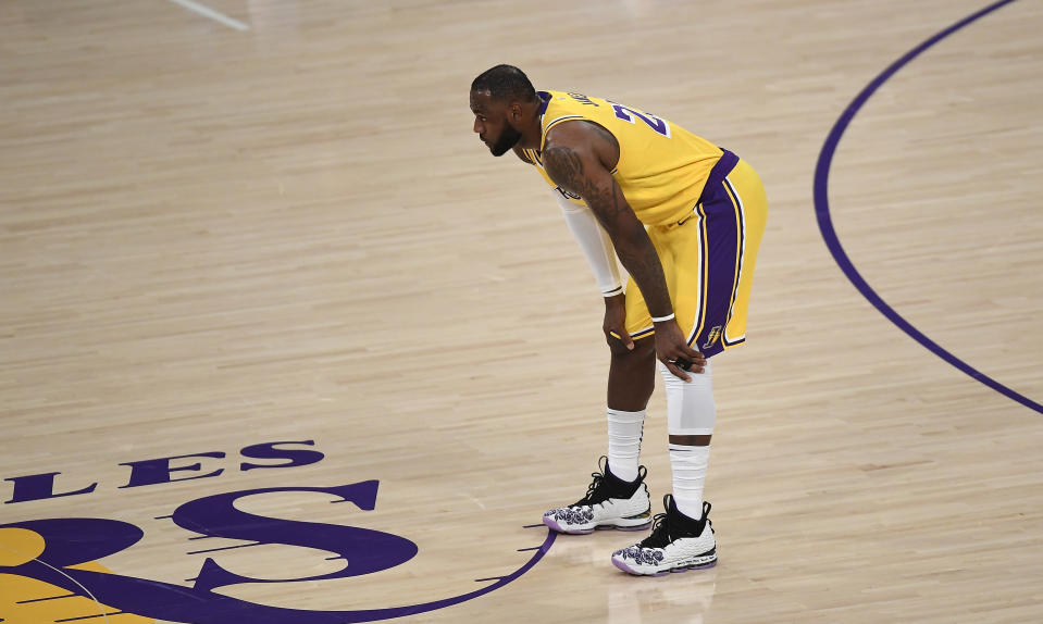 The championship hopes of the Los Angeles Lakers will rest on LeBron James' 37-year-old shoulders. (Kevork Djansezian/Getty Images)