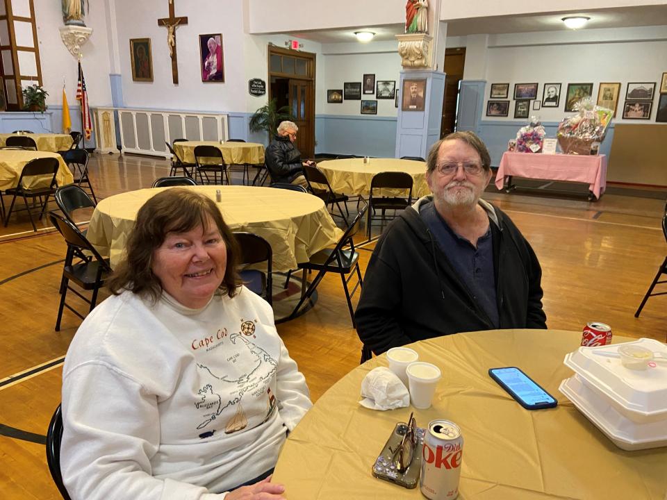 Christine and Kirk Sewell of Southgate had a fish dinner at Our Lady of the Scapular church in Wyandotte.