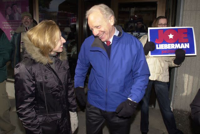 <p>Michael Springer/Getty </p> Hadassah and Joe Lieberman on the 2004 presidential campaign trail