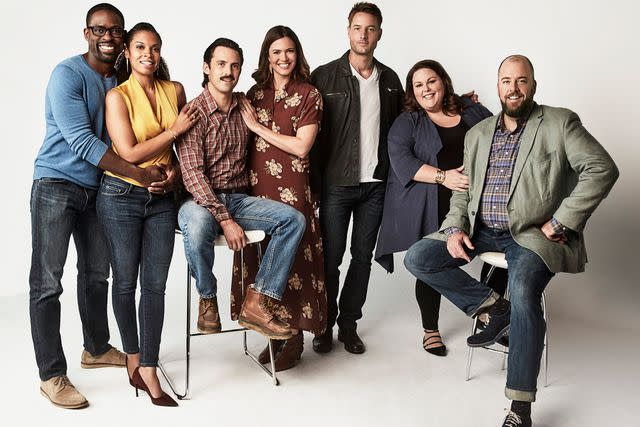 <p>Maarten de Boer/NBCU Photo Bank/NBCUniversal via Getty</p> Sterling K Brown as Randall, Susan Kelechi Watson as Beth, Milo Ventimiglia as Jack, Mandy Moore as Rebecca, Justin Hartley as Kevin, Chrissy Metz as Kate, Chris Sullivan as Toby on "This Is Us"