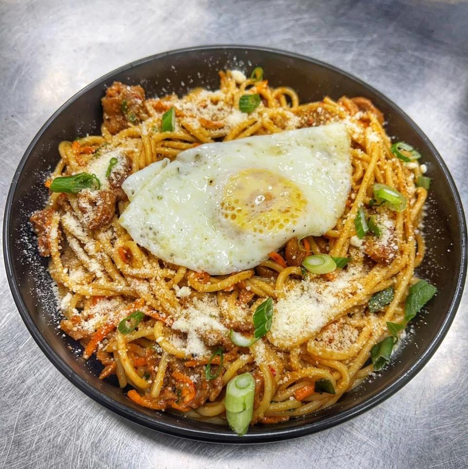 Garlic noodles at Fresh Out the Box restaurant in Louisville.